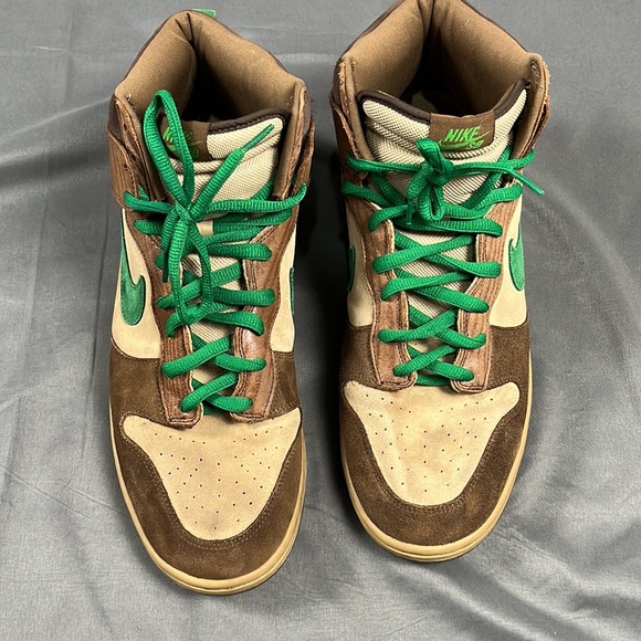 2007 Nike SB Dunk High Wood Deck Brown Tweed Green | Size 15 - Picture 5 of 6